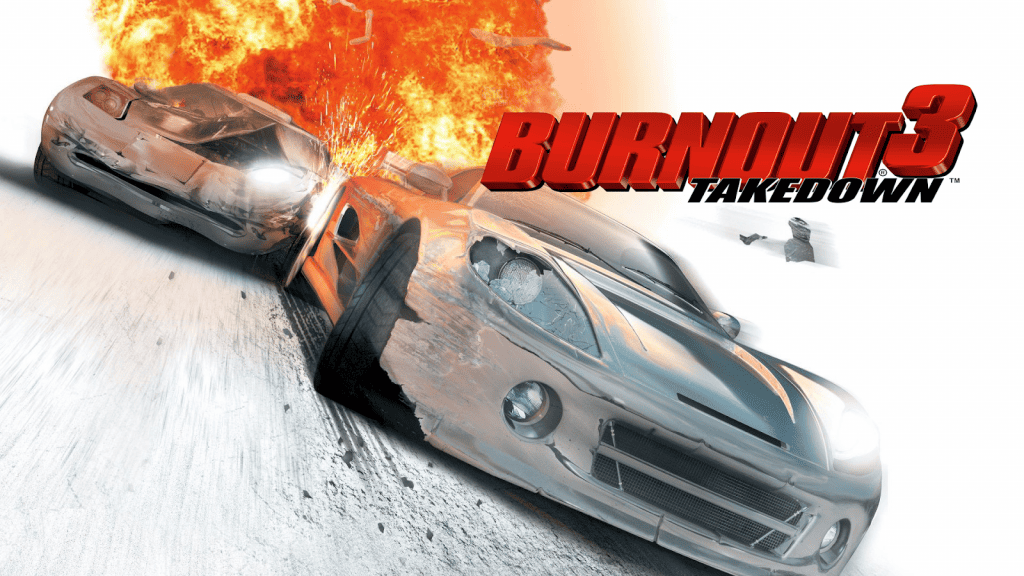 Image shows two cars in the middle of a running track: the back was hit by what is in front