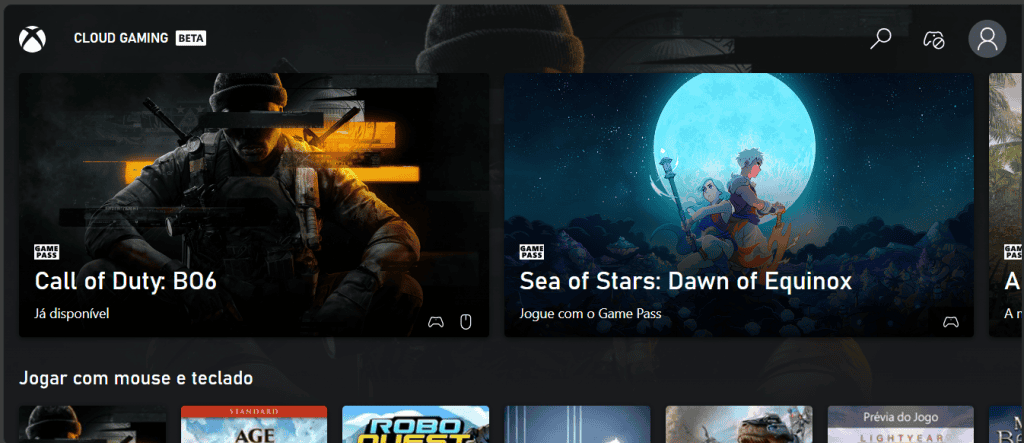 Image shows the Xbox Cloud Gaming website