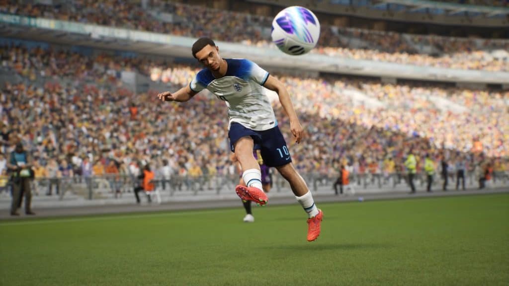 EFOOTBALL 2024 disclosure image with a player heading the ball