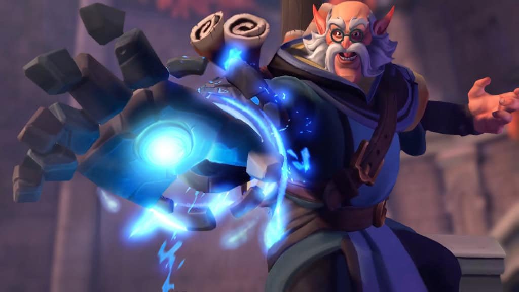 Paladins' character preparing to attack the opponent