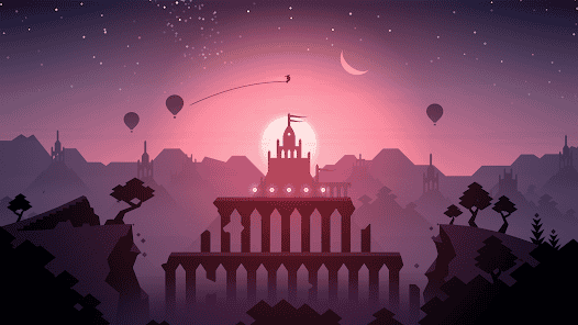 The Alto's Odissey game and a castle landscape in dusk