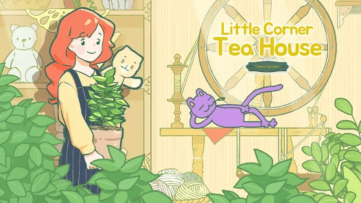 Game cover Little Corner Tea House with the main character and his cats