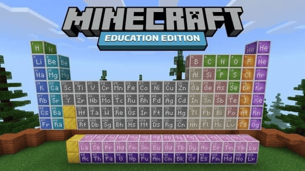 Periodic Table made using Minecraft for Education Blocks