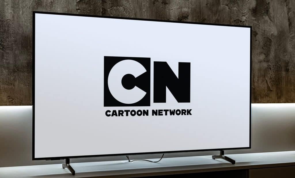 Logo from Cartoon Network designed on the screen of a TV with white background
