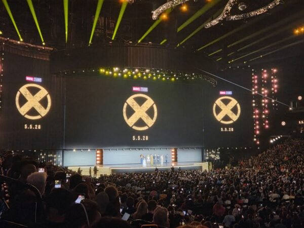The X-Men logo and release date and cast shown at D23