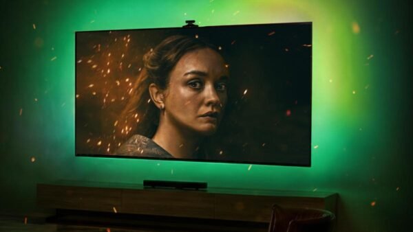 Govee backlighting shows green hues for a House of the Dragon image.