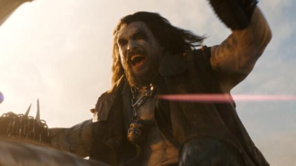 Actor Jason Momoa dressed as bounty hunter Lobo in Supergirl.